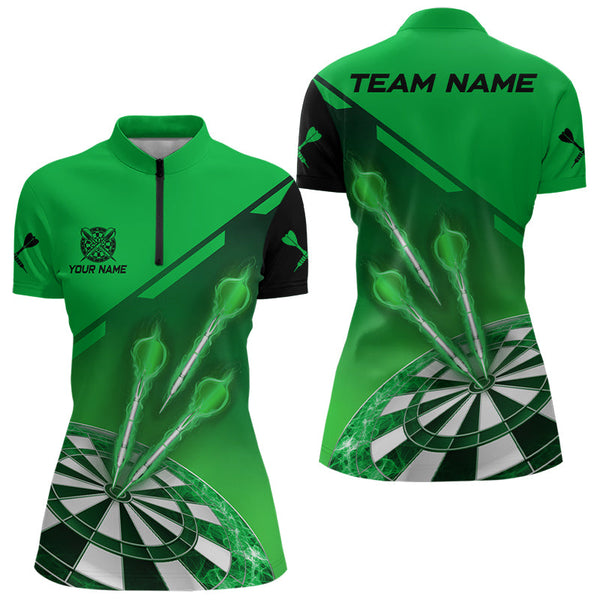Personalized Green Dart Jerseys Polo & Quarter Zip Shirt For Women Custom Dart Shirts Team Uniform TDM3084