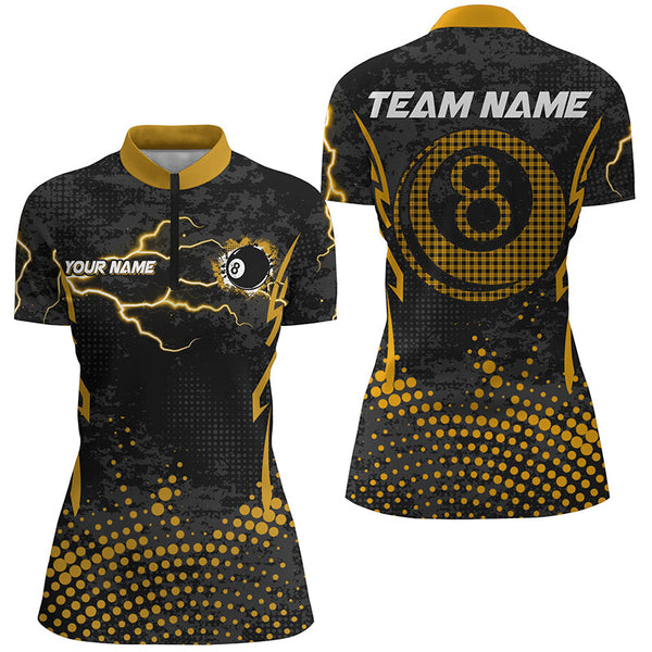 Personalized Yellow 8 Ball Point Billiard Women Jerseys Shirts Best Custom Billiards Apparel Clothing TDM1912