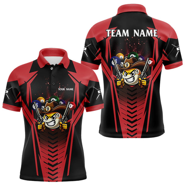 Personalized 9 Ball Cowboy Billiard Shirts For Men, Funny Billiard Shirts Billiard Jerseys |Red TDM3104