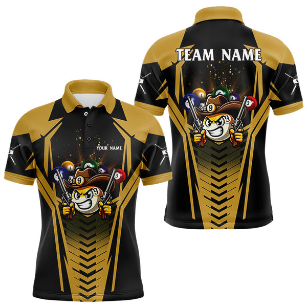 Personalized 9 Ball Cowboy Billiard Shirts For Men Funny Billiard Shirts Billiard Jerseys |Yellow TDM3105