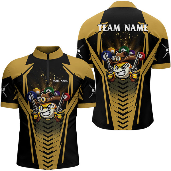 Personalized 9 Ball Cowboy Billiard Shirts For Men Funny Billiard Shirts Billiard Jerseys |Yellow TDM3105