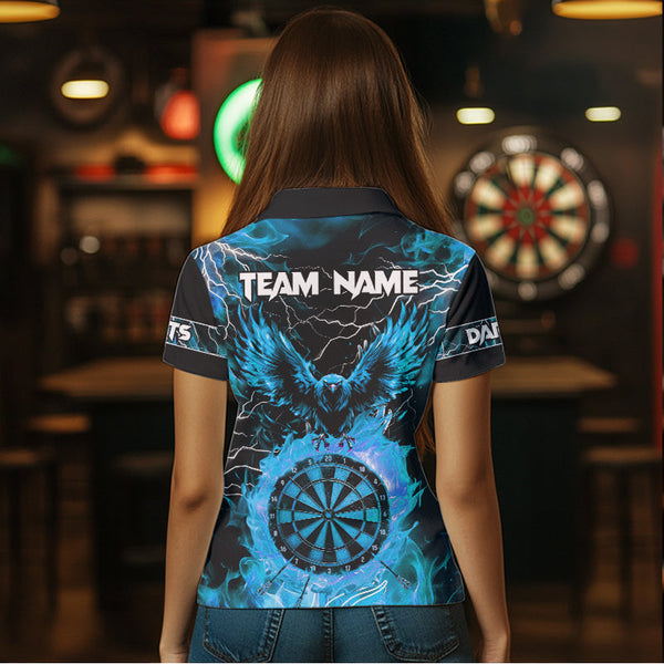 Blue Flaming Custom Eagle Dart Shirt For Women, Thunder Lightning Dart Jersey TDM3507