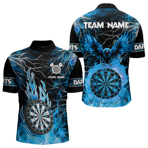 Blue Dart Board Fire Flame Custom Eagle Dart Shirts For Men, Thunder Lightning Dart Team Jerseys TDM3507