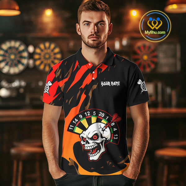 Funny Skull Dart Shirts With Pocket Option For Men Custom Dart Team Jersey TDM4098
