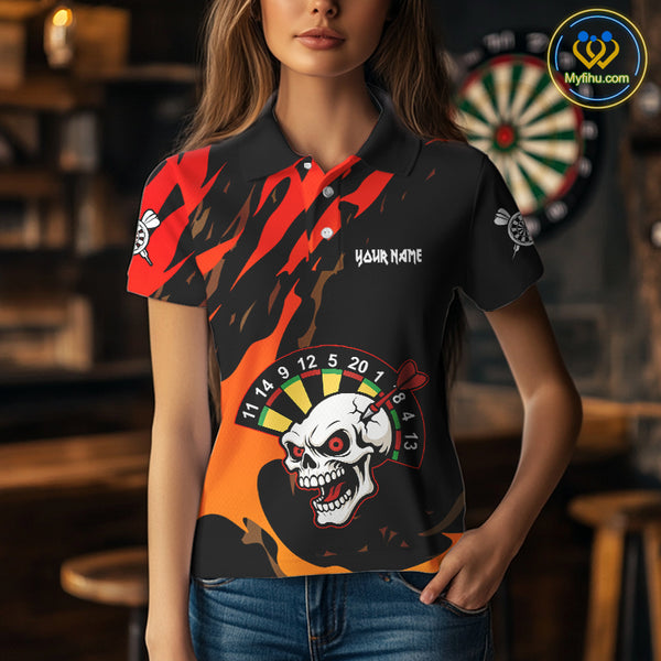 Funny Skull Dart Shirts With Pocket Option For Women Custom Dart Team Jersey TDM4098