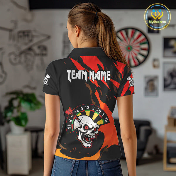 Funny Skull Dart Shirts With Pocket Option For Women Custom Dart Team Jersey TDM4098