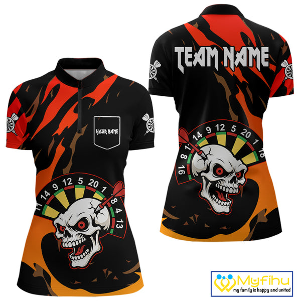 Funny Skull Dart Shirts With Pocket Option For Women Custom Dart Team Jersey TDM4098