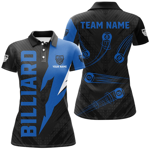 Personalized Billiard Tournament Jerseys For Women, Best 8 Ball Pool Billiard Shirts For Team |Blue TDM2402