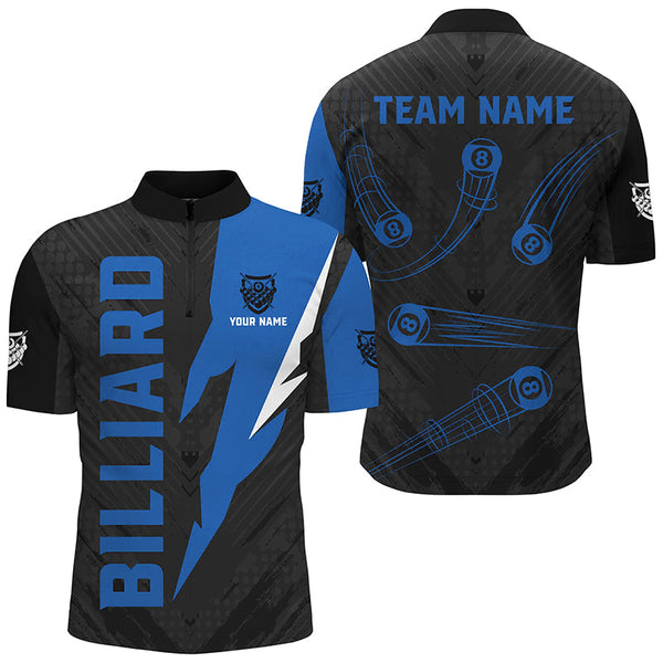 Personalized Billiard Tournament Jerseys For Men, Best 8 Ball Pool Billiard Shirts For Team |Blue TDM2402