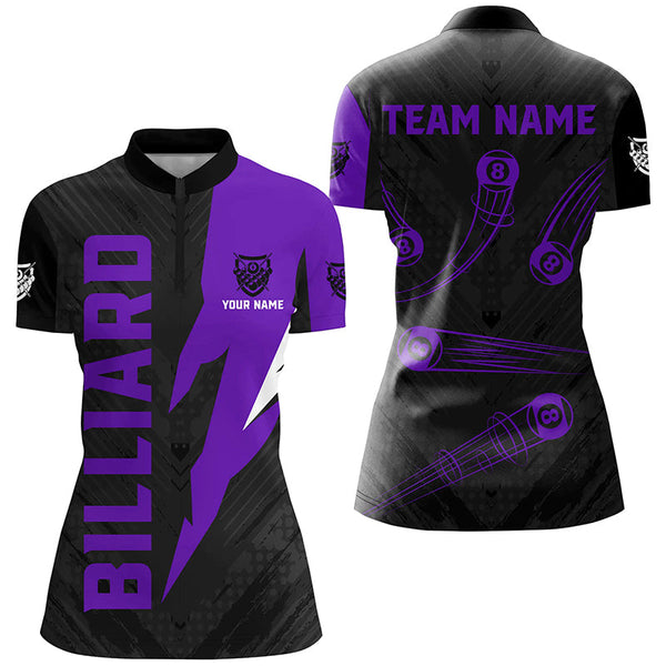 Personalized Billiard Tournament Jerseys For Women, Best 8 Ball Pool Billiard Shirts For Team |Purple TDM2403