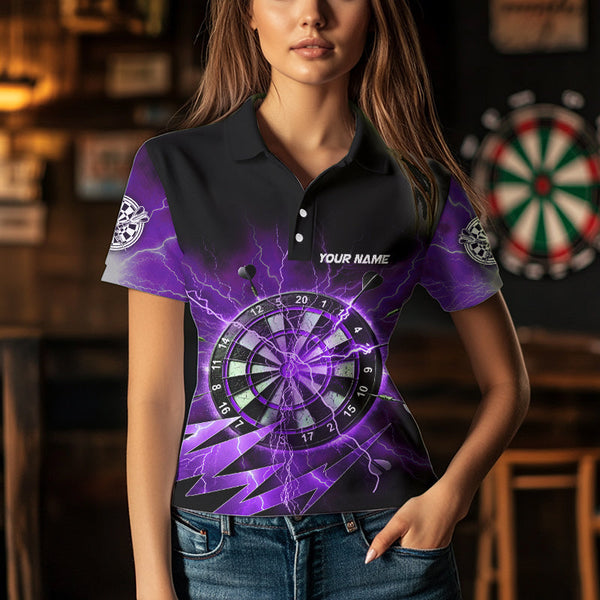 Personalized Purple Dartboard Thunder Storm Lighting Dart Shirts For Women Custom Team Dart Jerseys TDM3811