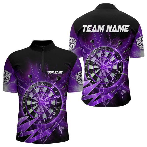 Personalized Purple Dartboard Thunder Storm Lighting Dart Shirts For Men Custom Team Dart Jerseys TDM3811