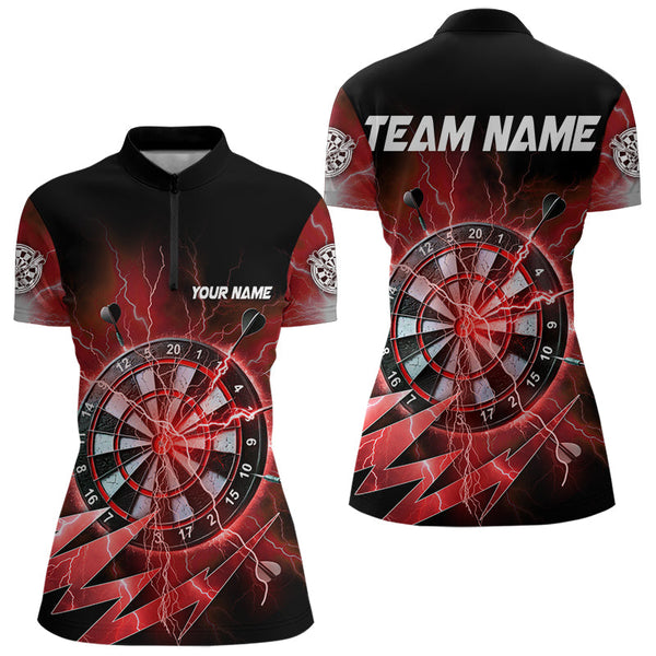 Personalized Red Dartboard Thunder Storm Lighting Dart Shirts For Women Custom Team Dart Jerseys TDM3812
