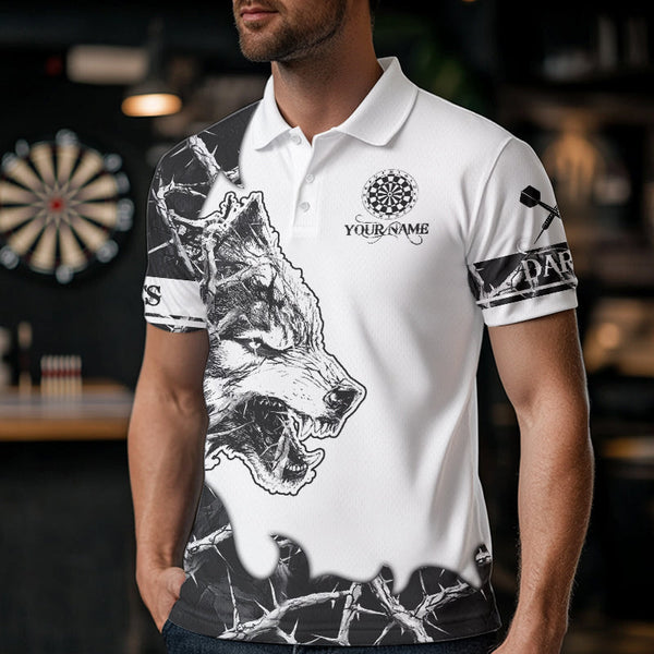White Black Thorny Camo Wolf Dart Shirts For Men Custom Camouflage Dart Team Shirt Dart Jerseys TDM3815