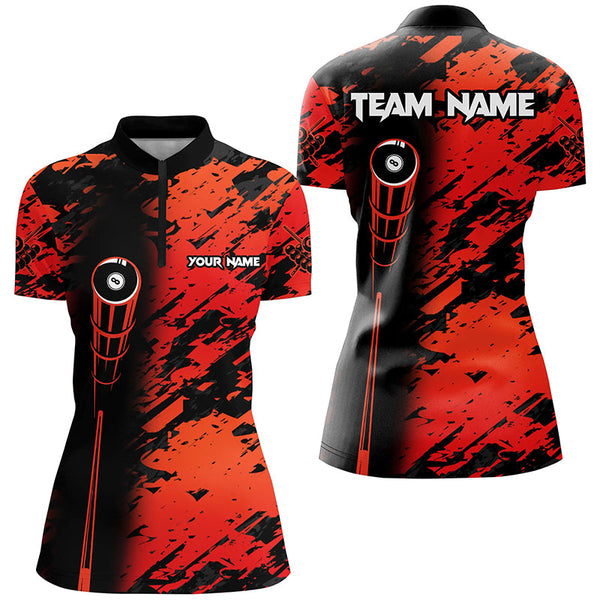 Personalized Billiard Tournament Jerseys Shirts For Women, Best 8 Ball Billiard Shirts For Team | Red TDM1943