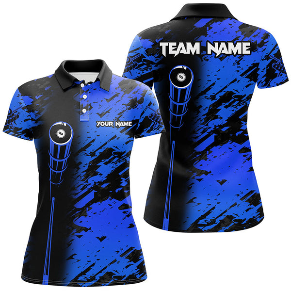 Personalized Billiard Tournament Jerseys Shirts For Women, Best 8 Ball Billiard Shirts For Team |Blue TDM1944