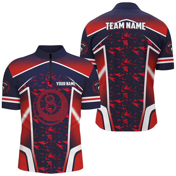 Personalized Name Red 8 Ball Pool Abstract 3D Billiard Shirts For Men Team League Billiard Jerseys TDM2145