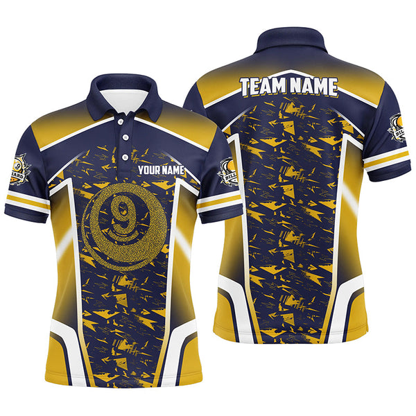 Personalized Name Yellow 9 Ball Pool Abstract Billiard Shirts For Men Team League Billiard Jerseys TDM2147