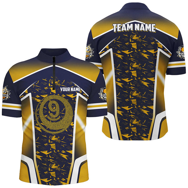 Personalized Name Yellow 9 Ball Pool Abstract Billiard Shirts For Men Team League Billiard Jerseys TDM2147