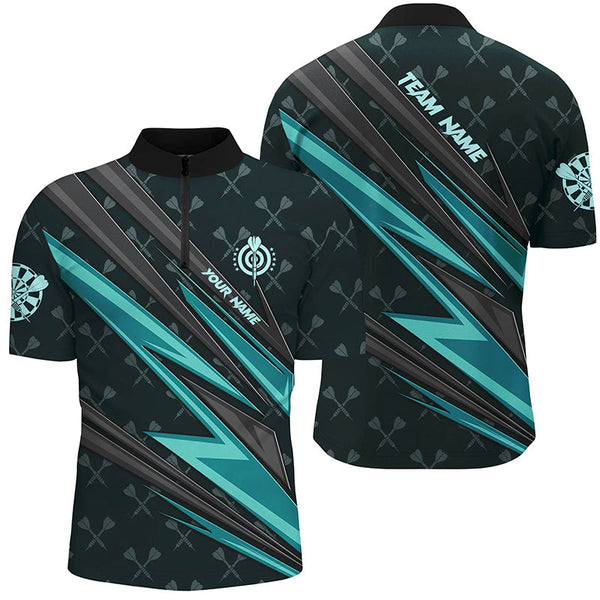 Personalized Turquoise Dart Jerseys Men Dart Polo & Quarter Zip Shirt Custom Team League Dart Shirt TDM3368