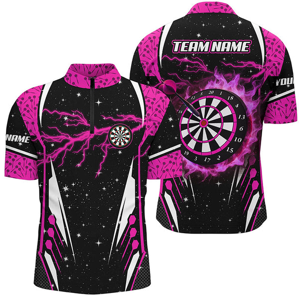 Personalized Thunder Lightning Pink Dart Jerseys Shirts For Men Custom Team League Darts Shirts TDM2148
