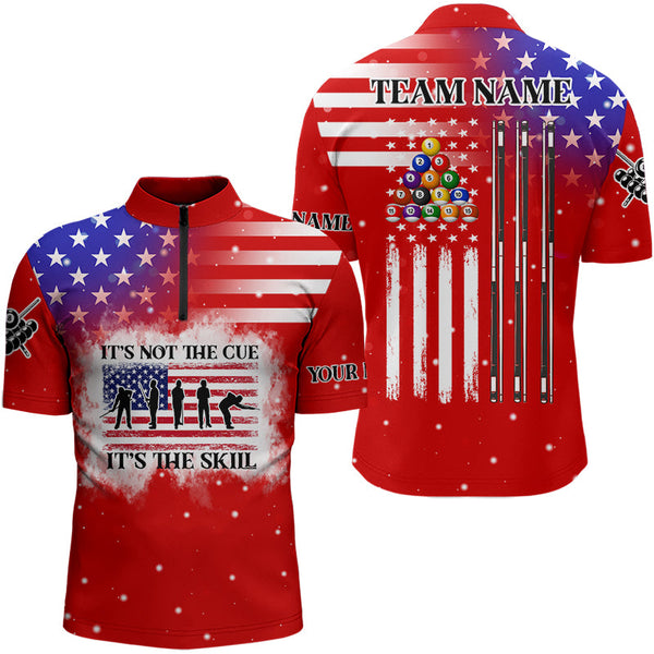 It's The Skill Custom American Flag Men Billiard Shirt Funny Billiard Jersey |Red TDM3121