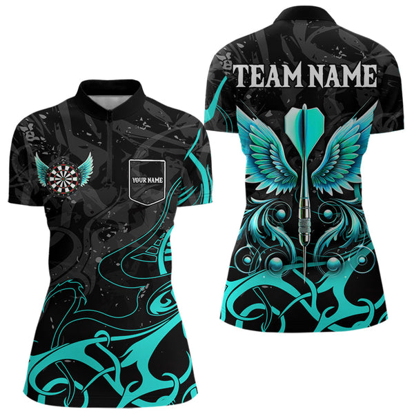 Turquoise Arrow Wings Custom Dart Shirt For Women, Dart Jerseys Pocket Option TDM3668
