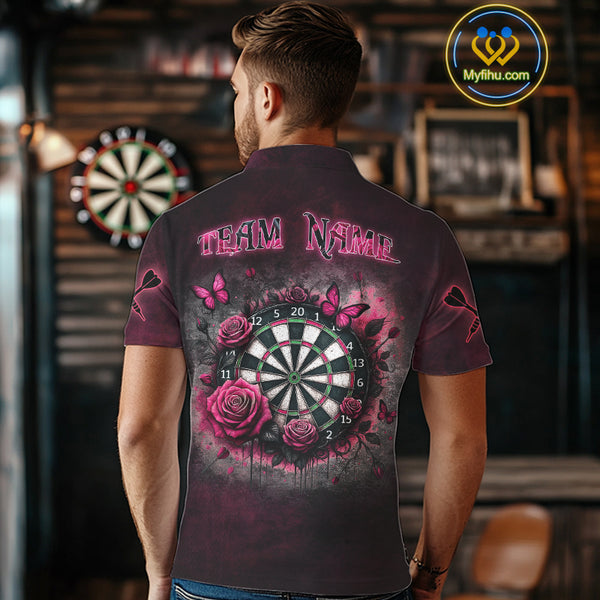 Personalized Skeleton And Roses Gothic Romance Dart Shirts For Men, Dart Jersey Outfit, Dart Gifts TDM3834
