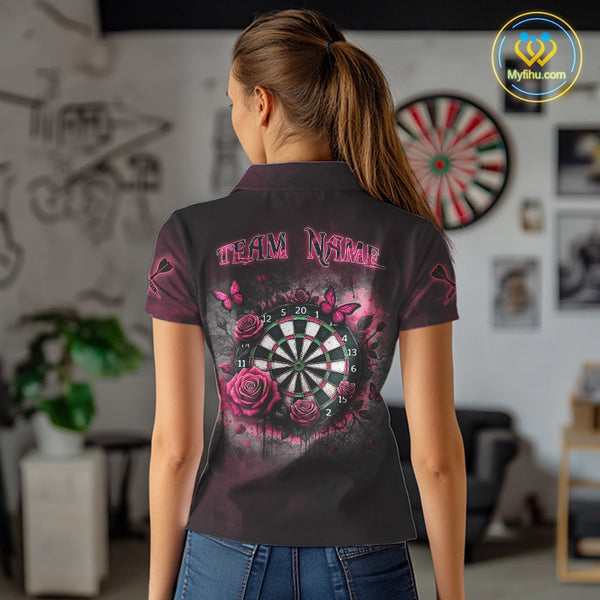 Personalized Skeleton And Roses Gothic Romance Dart Shirts For Women, Dart Jersey Outfit, Dart Gifts TDM3834