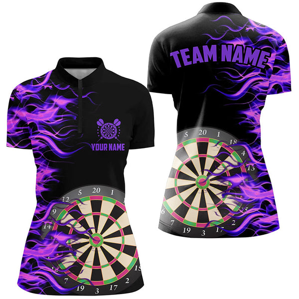 Purple Fire Flame Dart Board 3D Printed Women Darts Shirts Custom Team Name Darts Jerseys Uniform  TDM1739