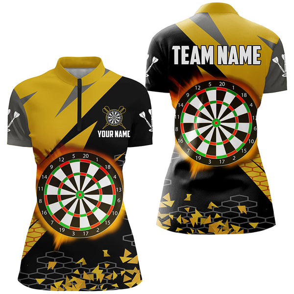 Personalized 3D Darts Board Women Polo & Quarter-Zip Shirts Custom Yellow Darts Team Jerseys Attire TDM1741