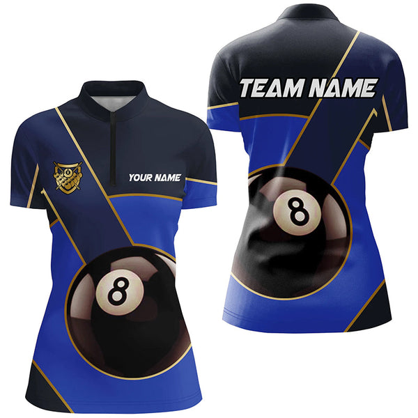 Best Custom 8 Ball Pool Billiard Jersey For Women, Personalized Billiard Tournament Team Shirts |Blue TDM2442