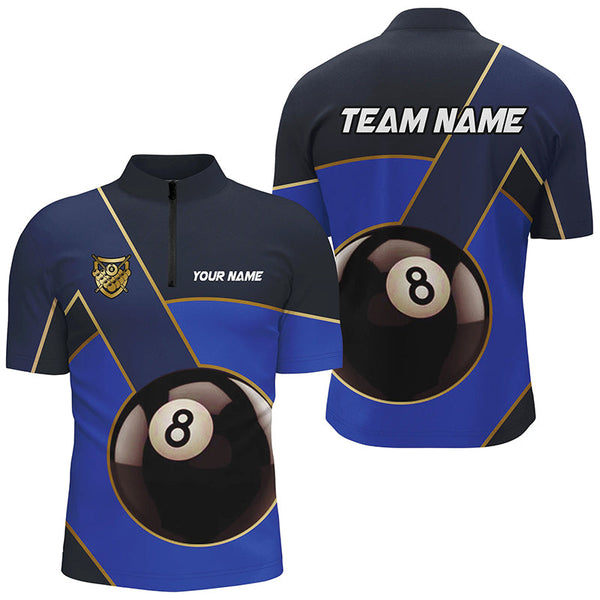Best Custom 8 Ball Pool Billiard Jersey For Men, Personalized Billiard Tournament Team Shirts |Blue TDM2442