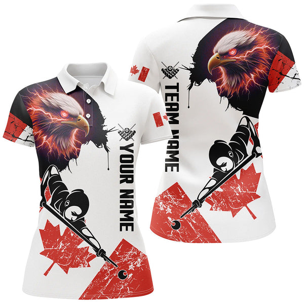 Personalized Eagle Canada Flag Billiard Player Shirts For Women Custom Patriotic Billiard Jerseys TDM1965