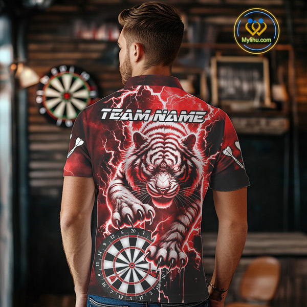 Personalized Thunder Lightning Tiger Dart Shirts For Men Custom 3D Dart League Team Jersey|Red TDM3861