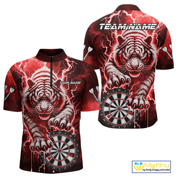 Personalized Thunder Lightning Tiger Dart Shirts For Men Custom 3D Dart League Team Jersey|Red TDM3861