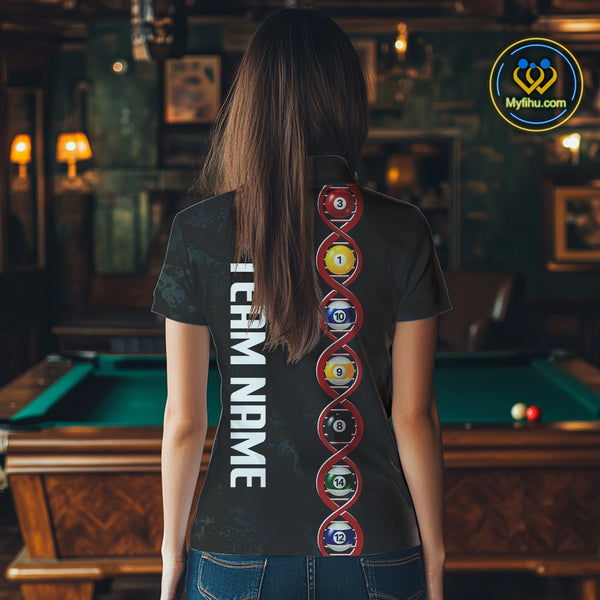 DNA Billiard Shirts For Women Custom Funny Pool Balls Billiard Jerseys Team Polo & Quarter Zip TDM3862