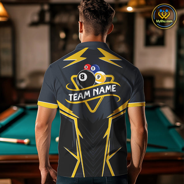 Billiard Jersey For Men Custom Polo & 1/4 Zip Billiard Team Shirt, 8 & 9 Ball Pool Shirt|Yellow TDM4330