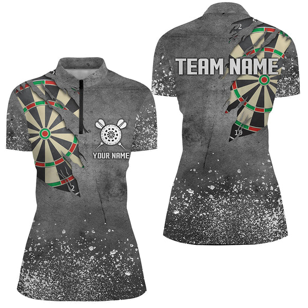 Custom Grunge Grey Darts Board Shirts For Women, Personalized Darts Shirts Design Best Darts Jerseys TDM1996