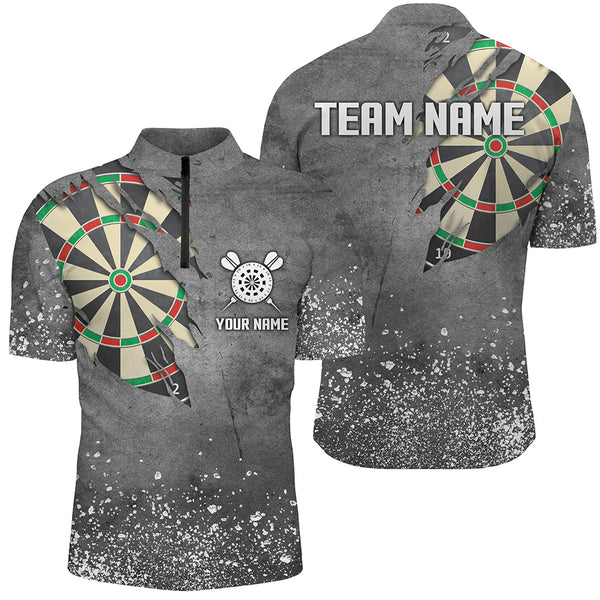 Custom Grunge Grey Darts Board Shirts For Men, Personalized Darts Shirts Design Best Darts Jerseys TDM1996