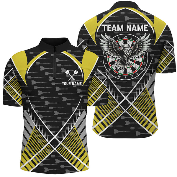 Darts Eagle Arrow Pattern Custom Polo & Quarter-Zip Shirts For Men Best Darts Team Jerseys |Yellow TDM2203