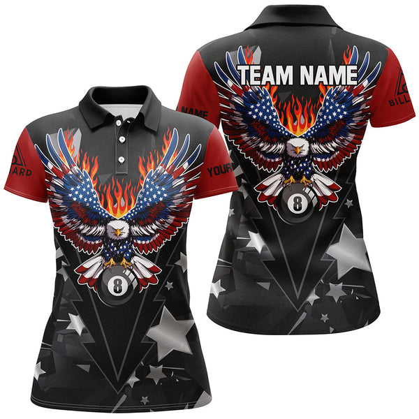 Personalized Eagle American Fire Flame Women Billiard Shirts Custom Patriotic Billiard Pool Jerseys TDM2726