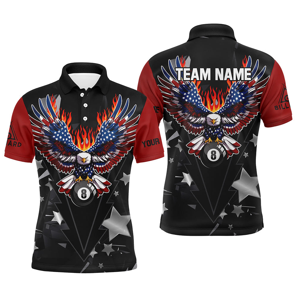 Personalized Eagle American Fire Flame Men Billiard Shirts Custom Patriotic Billiard Pool Jerseys TDM2726