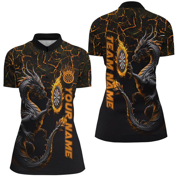 Personalized Orange Big Dragon 3D Printed Darts Shirts For Women Custom Team League Darts Jerseys TDM2208