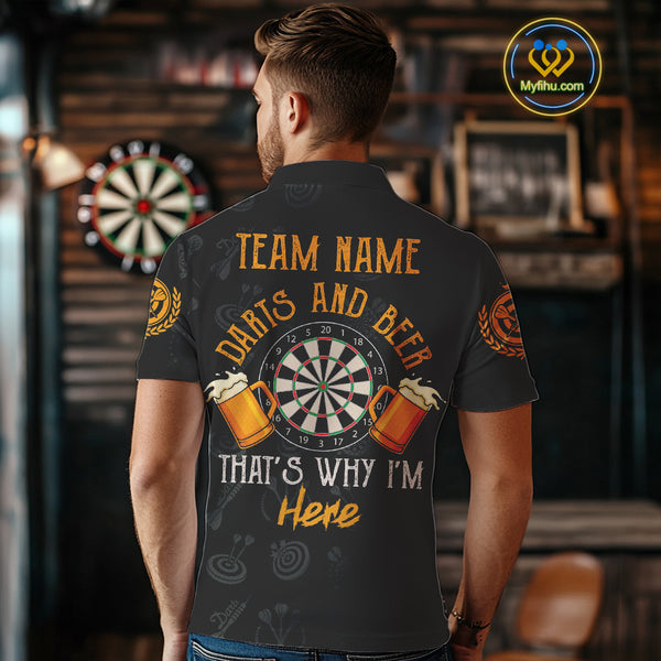 Darts And Beer That's Why I'm Here Custom Skeleton Dart Shirts For Men, Funny Drinking Jerseys TDM3989