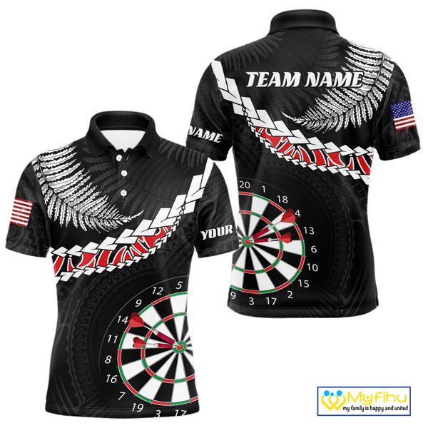 Personalized US Flag Tribal Dart Shirts For Men Custom Team Polo & Quarter Zip Dart Jerseys TDM3992
