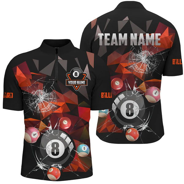 Personalized Billiard Balls Break Glass Pool Jersey For Men, Abstract Billiard Team Shirts | Red TDM2491