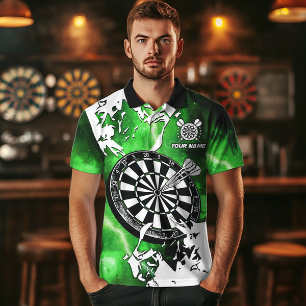 Lightning Grunge Dartboard Custom 3D Printed Darts Shirts For Men, Darts Team Jerseys |Green TDM3723