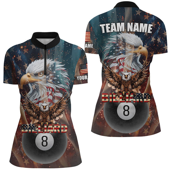 American Flag Billiard 8 Ball Pool Custom Eagle Billiard Shirt For Women, Patriotic Billiard Jersey TDM1827