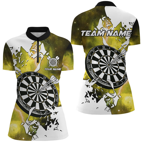 Lightning Grunge Dartboard Custom 3D Printed Darts Shirts For Women, Darts Team Jerseys |Yellow TDM2259